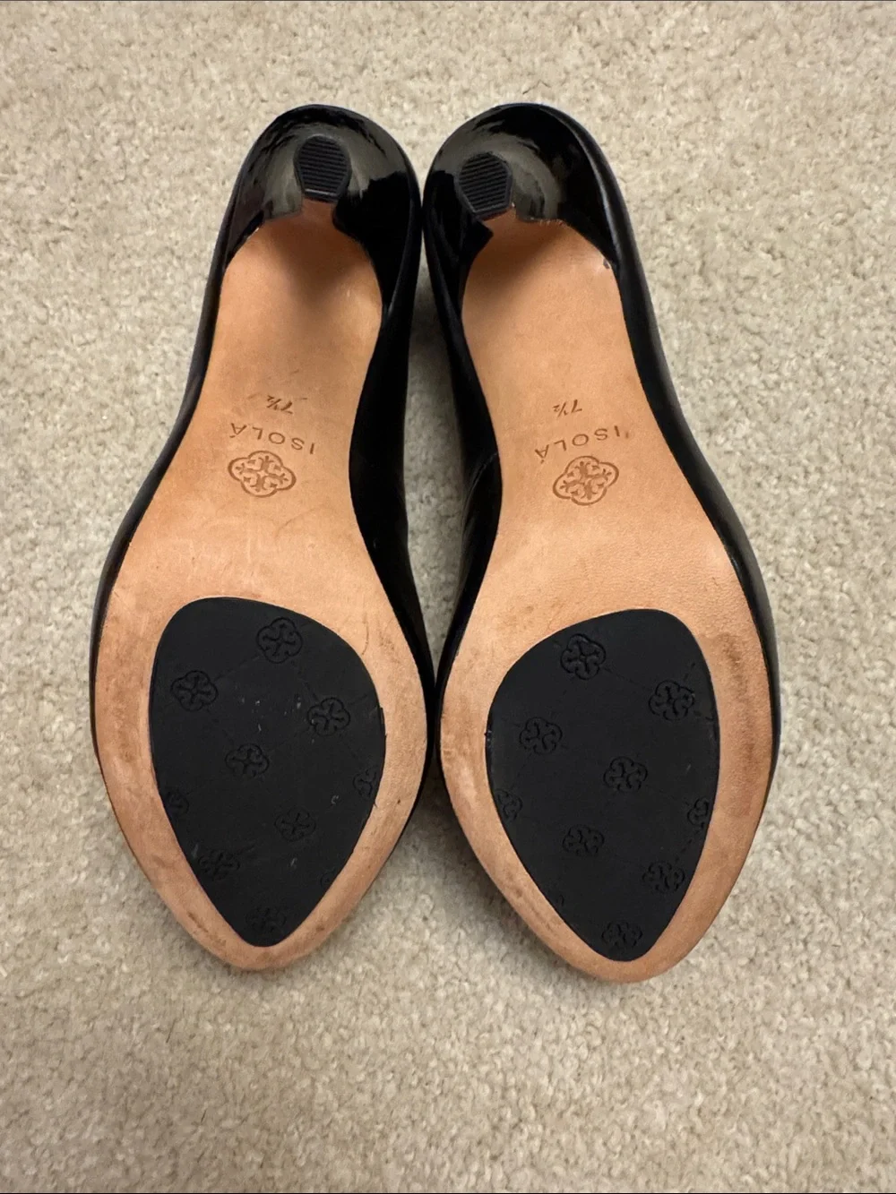Isola Black Leather Pointed-Toe Pumps with Chain Trim